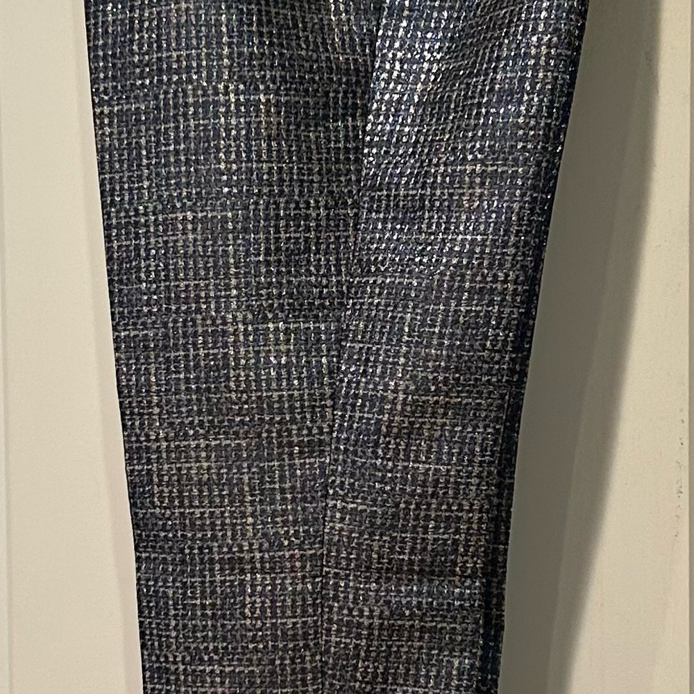 Boden Metallic Blue and White Cropped Pants